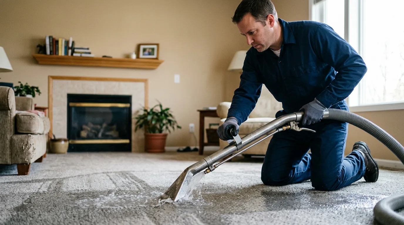 Water damage restoration technician working near Wynona, OK